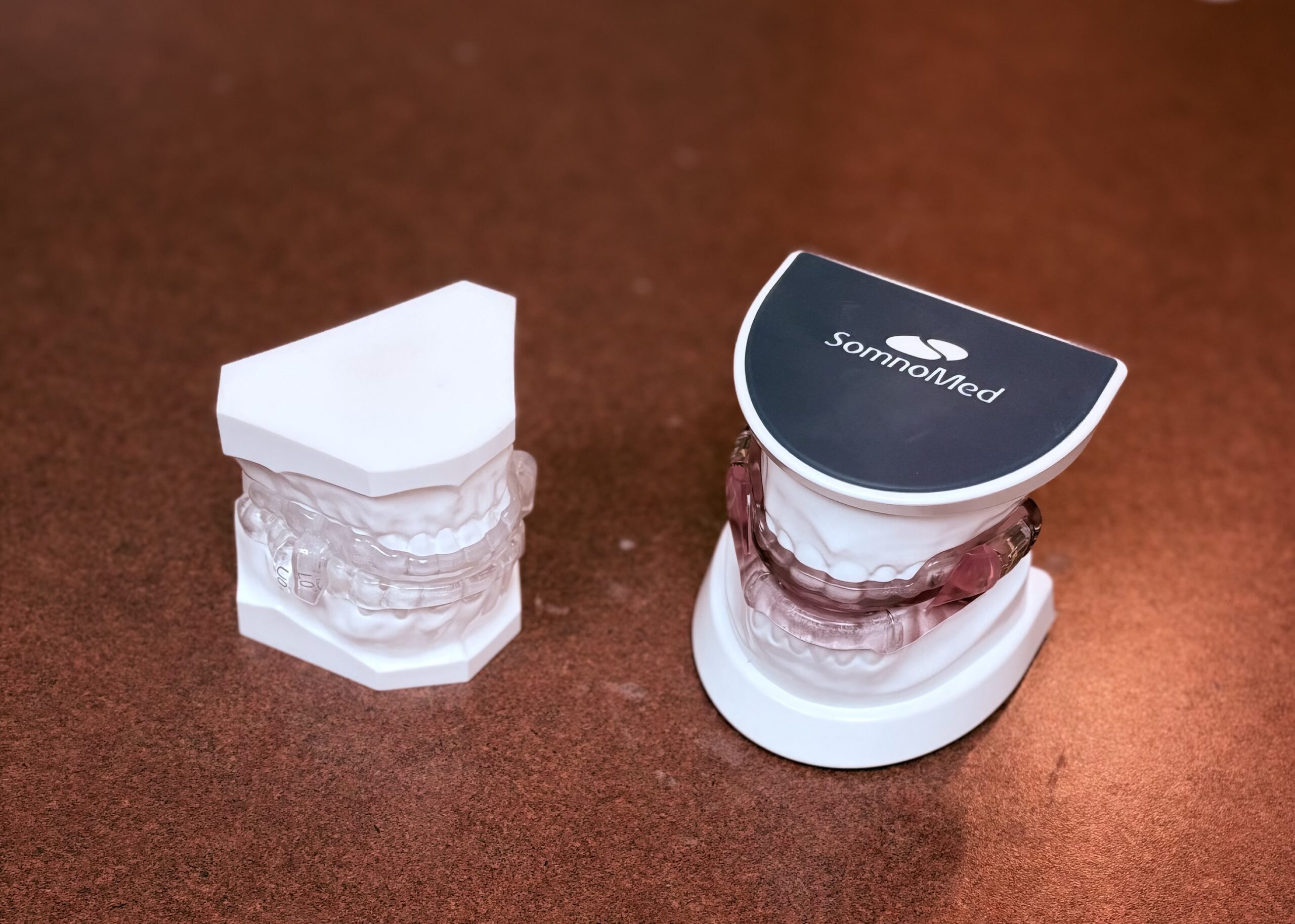 Custom oral sleep apnea appliances side by side